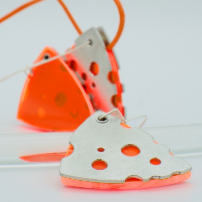 Dhoek earrings pewter and orange with multiple cut outs