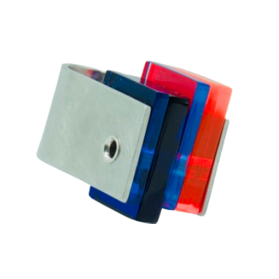 Hebbe pewter ring with multiple lauered inserts orange and blue