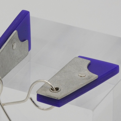 Hebbe earring pewter and royal purple with cut out reveal